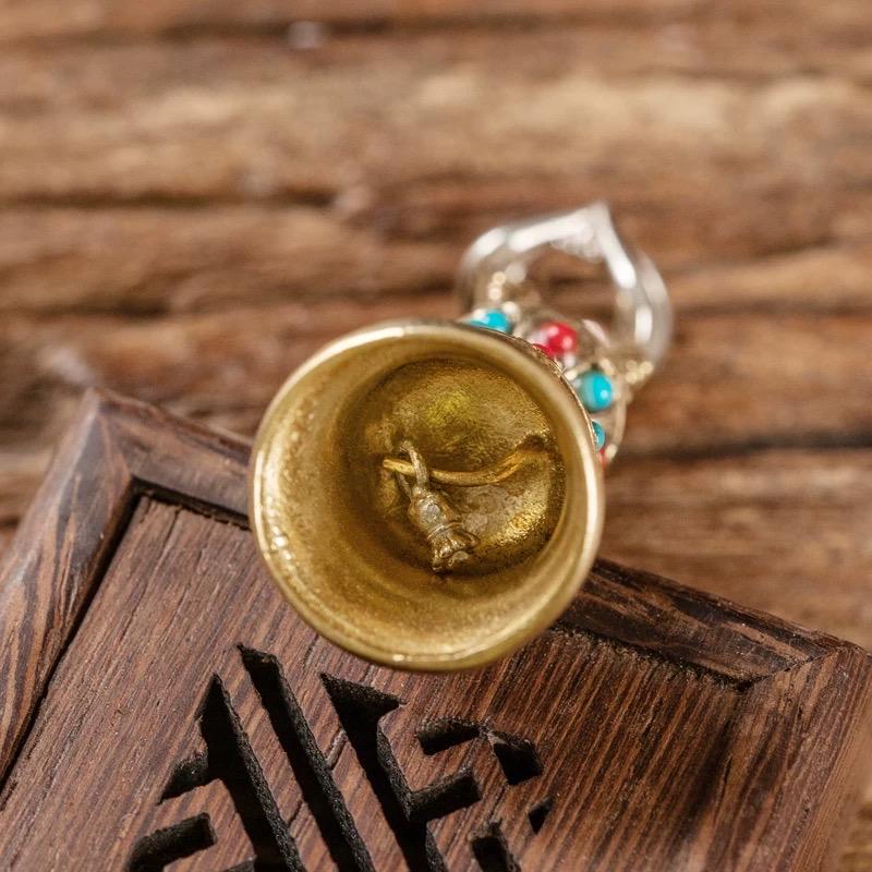 Handcrafted Nepalese Brass Handmade Vajra Bell Pendant Tibetan Ritual Amulet Unisex Protection Talisman Meditation