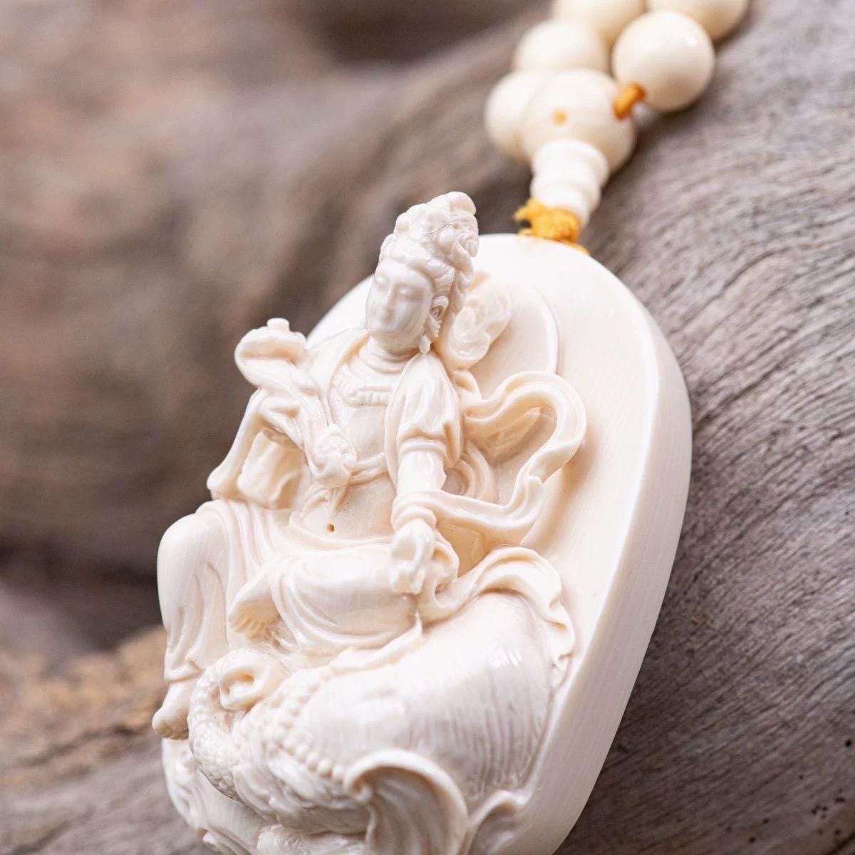 Samantabhadra puxian Handmade gift Deer Antler Pendant Tibetan Guardian Amulet gift