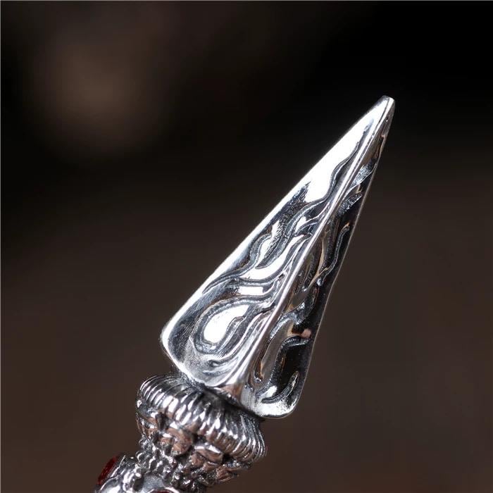 Handmade 925 Sterling Silver Phurba Vajra Dagger Pendant Tibetan Protection Amulet Necklace Dispels negative energy Pure Brass Amulet