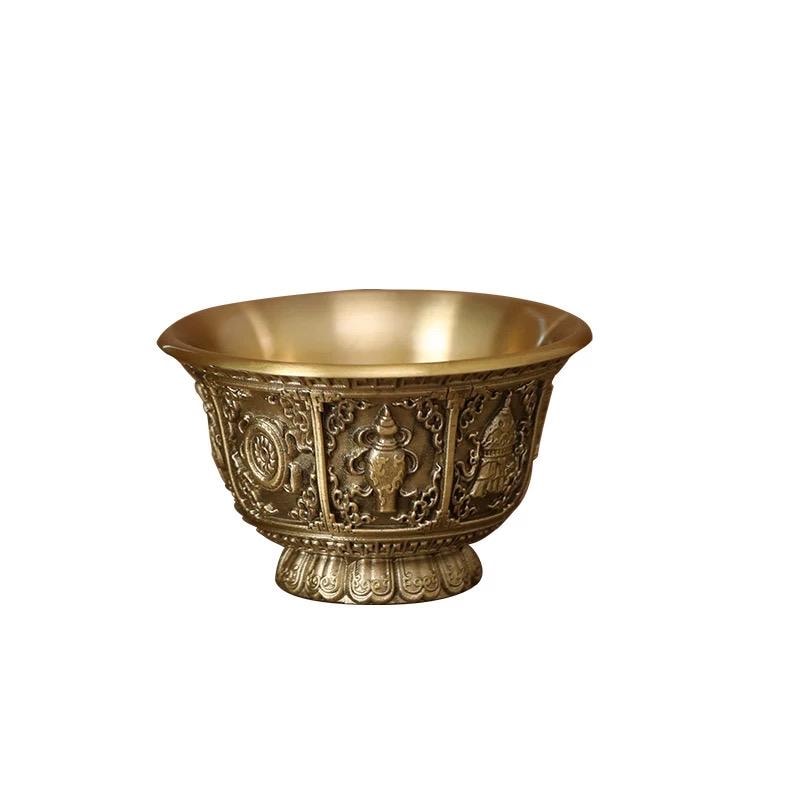 Handcrafted Copper Brass Offering Bowl Tibetan Buddhist Altar Cup for Rituals Meditation Incense Offerings