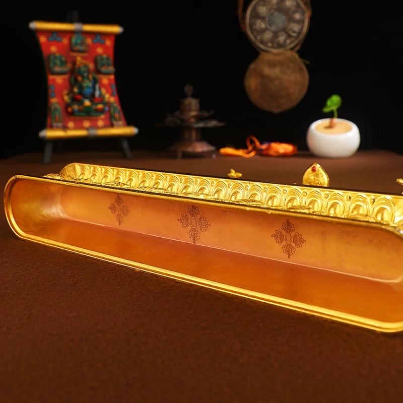 Tibetan Eight Auspicious Symbols Incense Burner Brass Horizontal Censer gift Mother’s Day