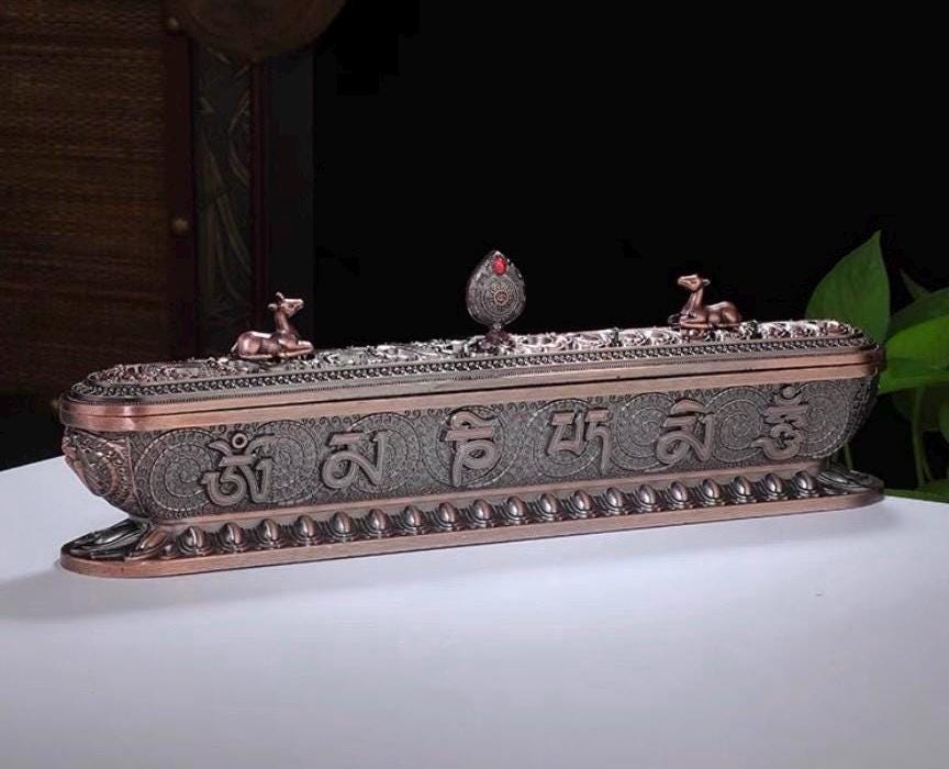 Tibetan Eight Auspicious Symbols Incense Burner Brass Horizontal Censer gift Mother’s Day