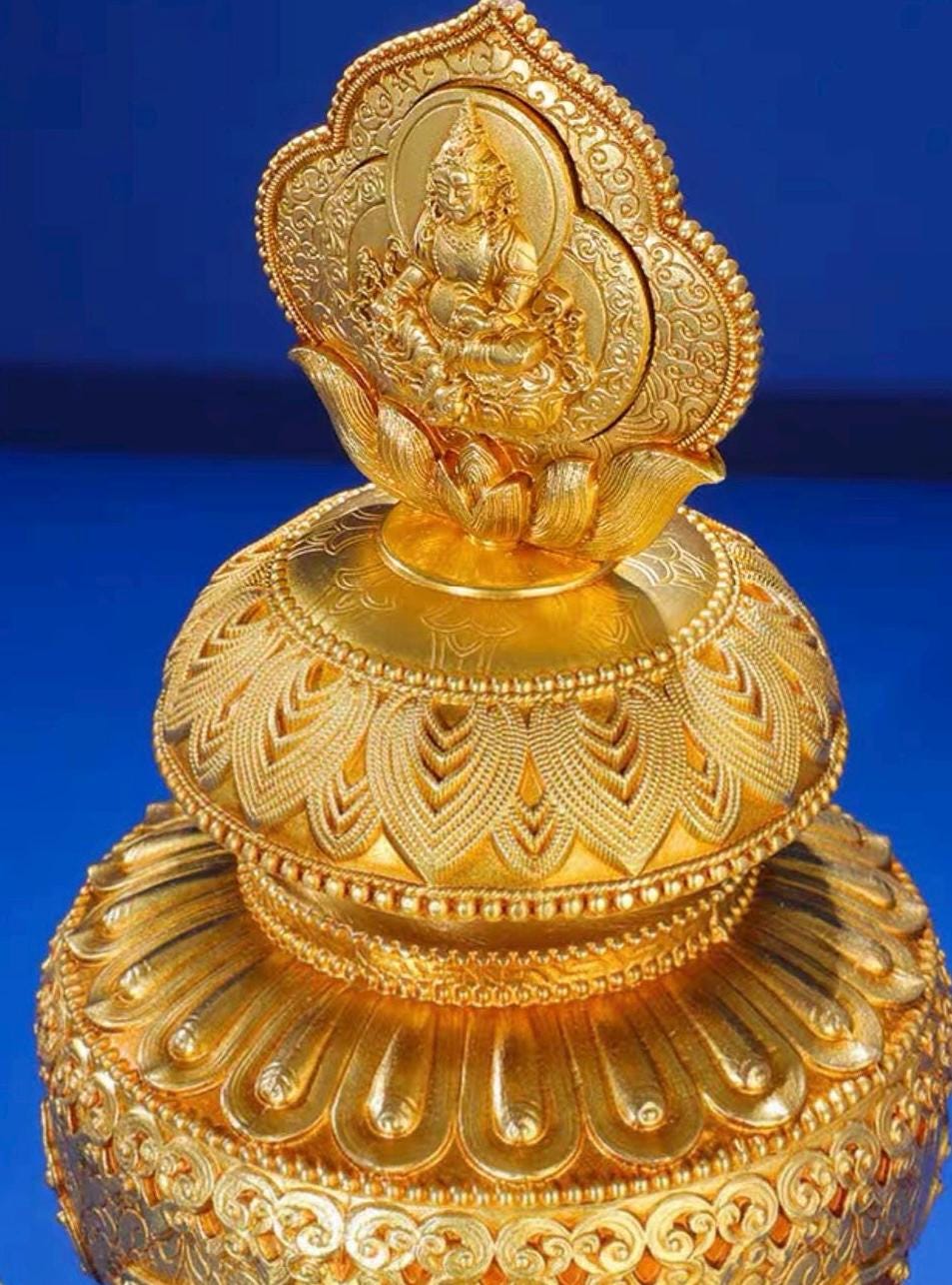 Handmade Tibetan Yellow Jambhala Treasure Vase Brass Wealth Offering Vessel gift