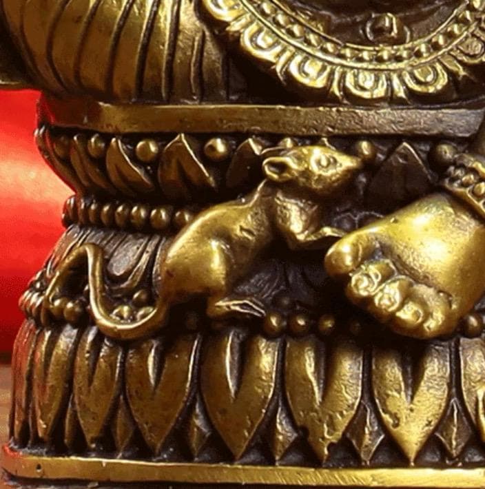 Handcrafted Brass Ganesha Statue Hindu Elephant God of Wisdom Prosperity Remover of Obstacles Home Altar & Spiritual Decor