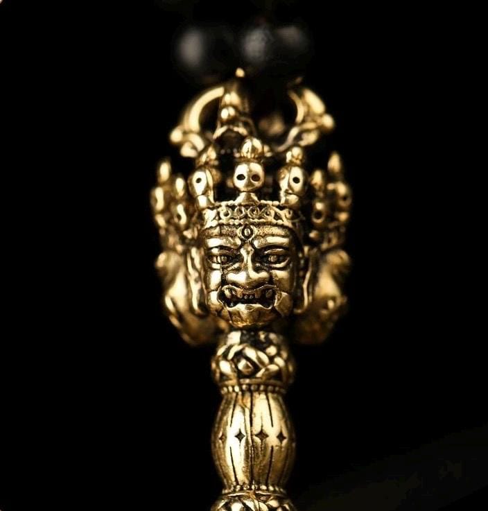 Phurba Vajra Dagger Vintage Handmade Nepal Tibetan Pendant Necklace Dispels negative energy Pure Brass Amulet for Men and Women