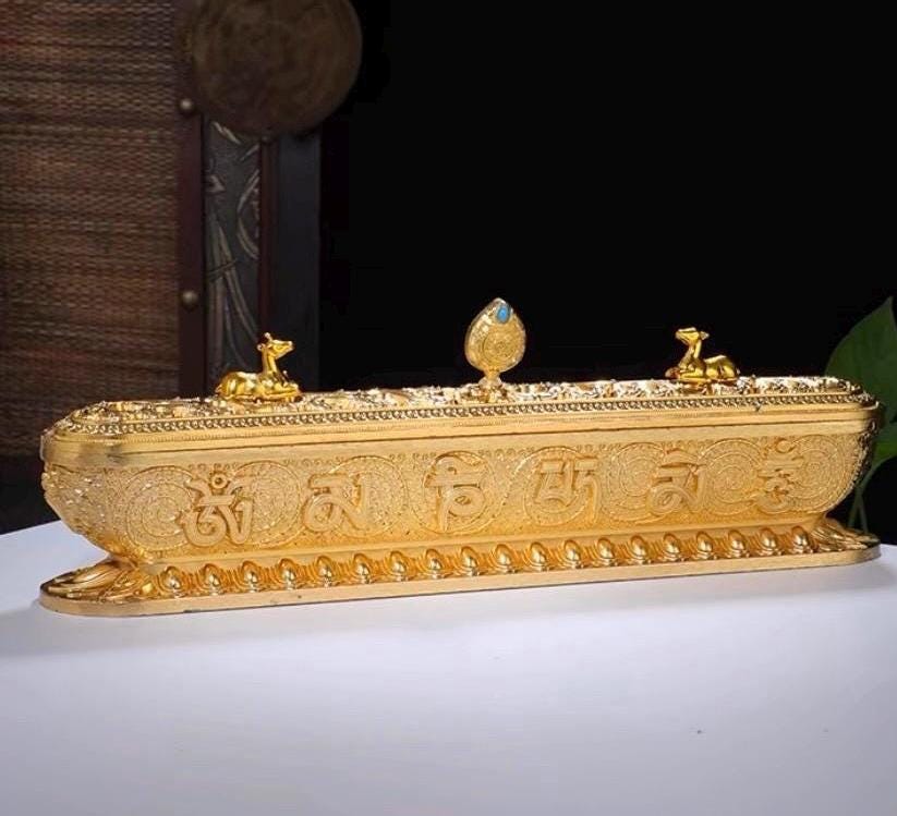 Tibetan Eight Auspicious Symbols Incense Burner Brass Horizontal Censer gift Mother’s Day