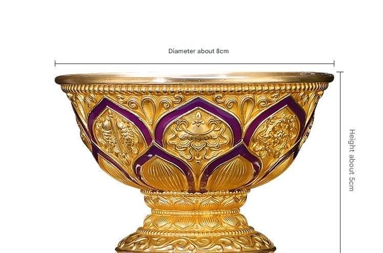 Handcrafted Copper Brass Offering Bowl Tibetan Buddhist Altar Cup for Rituals Meditation Incense Offerings Colourful