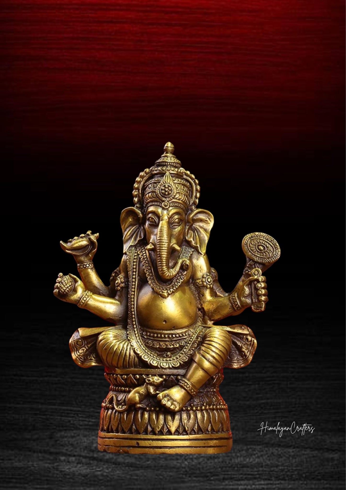 Handcrafted Brass Ganesha Statue Hindu Elephant God of Wisdom Prosperity Remover of Obstacles Home Altar & Spiritual Decor